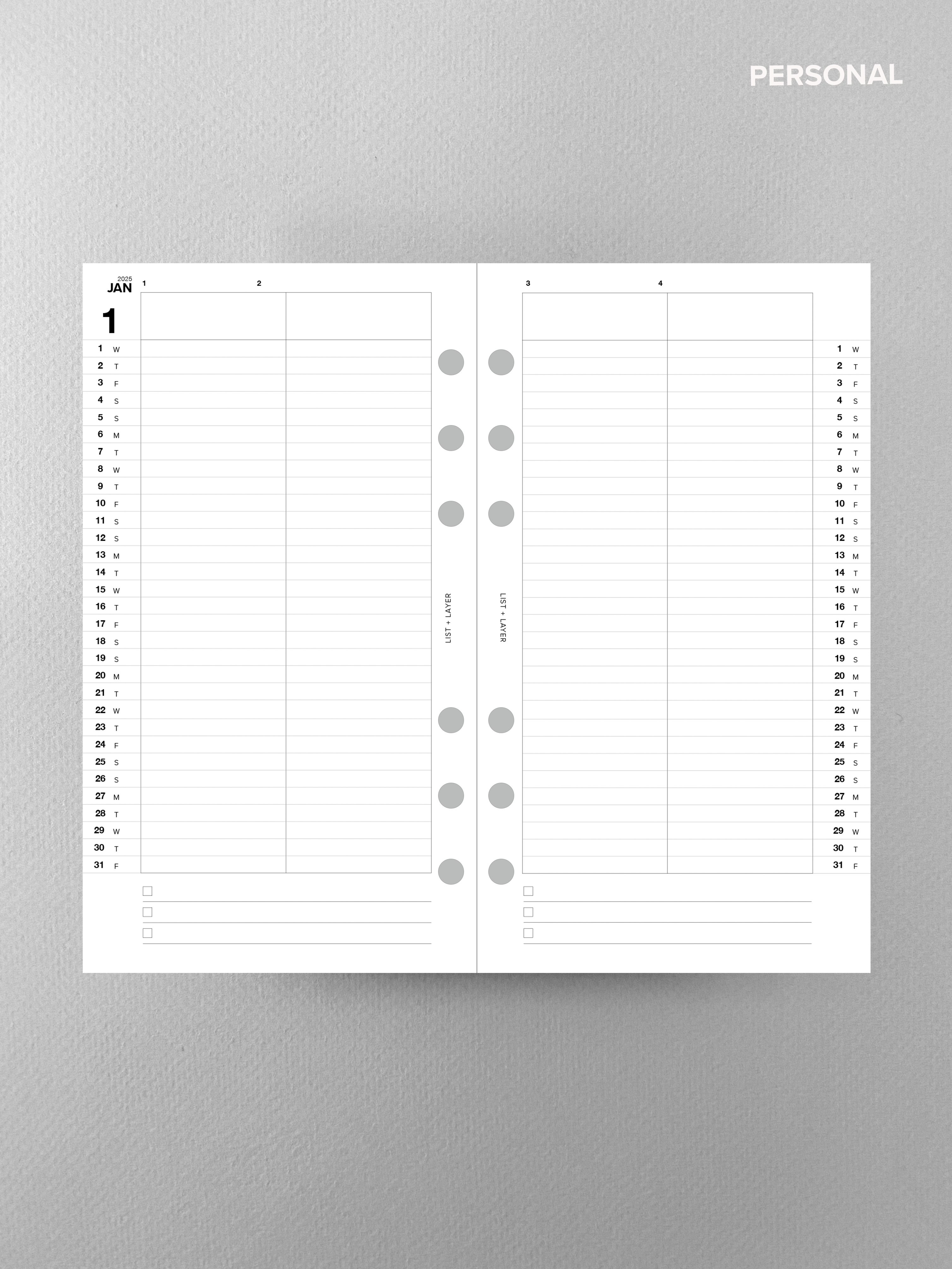 2025 Dated Monthly Multi Project Planner Insert